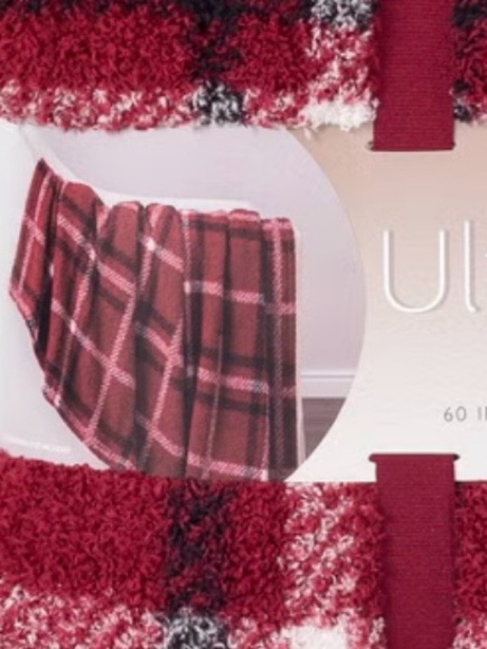 Berkshire Red Plaid Accent Throw, 60 x 70” NWT